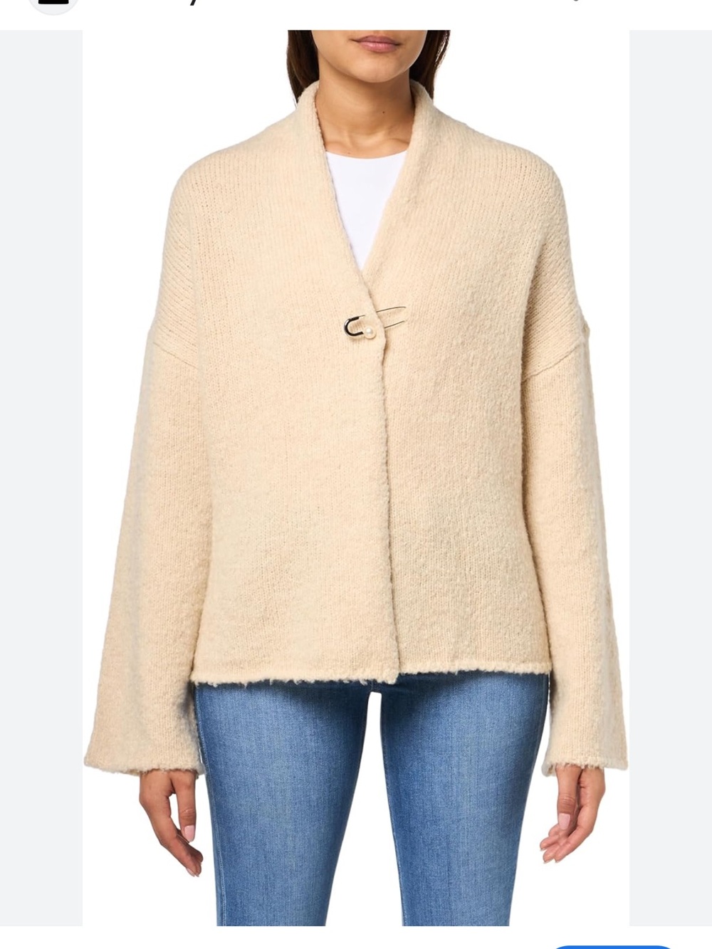 Velvet by Graham & Spencer wool‎ Cream Brushed Knit Cardigan small